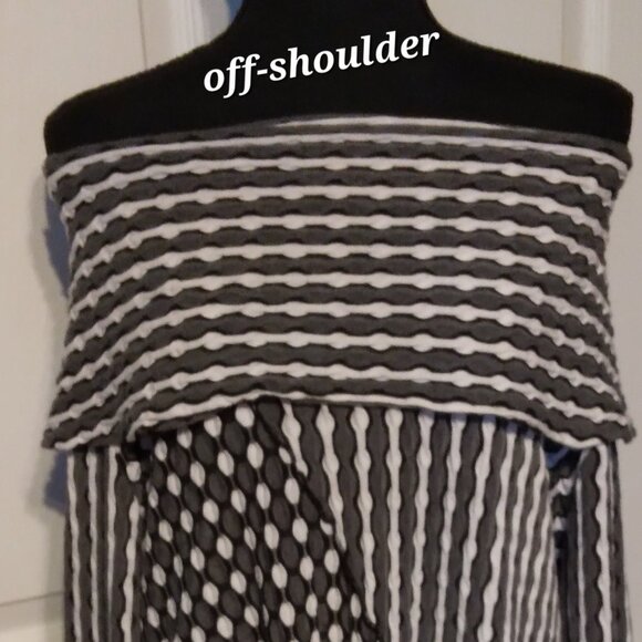 Women's YUSHI black/white geometric print tunic L/S Winter top Size Large EUC - Picture 5 of 8